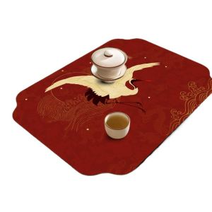 ANHEY Quickly Dry Quick Dry Drain Mat Absorbent Heat Resistant Dish Drying Mat Chinese Style Soft Diatom Mud Tableware Pad Kitchen
