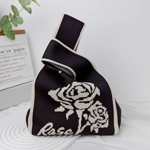 กระเป๋าถือลําลอง ผ้าถัก ลายสก๊อต แฮนด์เมด