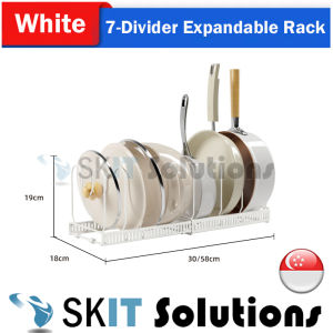 【SKIT SG】Expandable Pot and Pan Organizer Rack Lid Holder Adjustable Organiser Heavy Duty Retractable Pot Pan Storage for Kitchen Cabinet Cookware