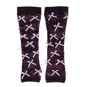 Vintage Mesh Fingerless Gloves with Rhinestones and Bowtie for Women Various Parties and Music Festival Handwear