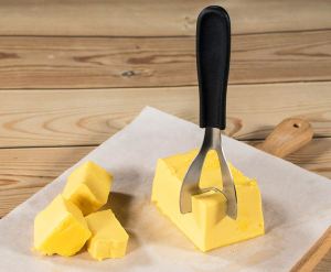 { KITCHN }Butter Block Cutter Knives Knife with Silicone Handle Cheese Dough Square Cheese Cutter as seen as Chefmade heese butter cutter cheese slicer kitchen gadget不锈钢黄油切刀 芝士奶酪切割刀 四角切块器 乳酪切模 黄油块切刀