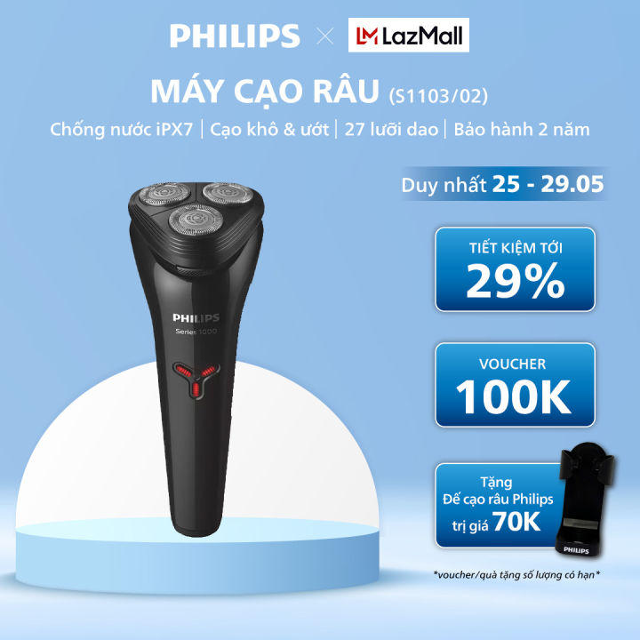 Máy Cạo Râu PHILIPS S1103/02 - Q2, Cạo Khô và Ướt, Bảo Hành Chính Hãng 2 Năm
