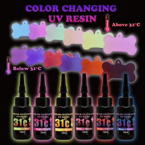 Color Changing UV Resin 6 Colors 10ml Set DIY Temperature Activated Photochromic Fast Dry Glue Crafts Jewelry Making