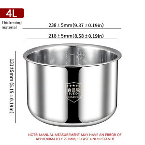 Premium 304 Stainless Steel Rice Cooker Food Grade Non Toxic Uncoated Inner Pot Universal Fit Most Brands Fast Cooking