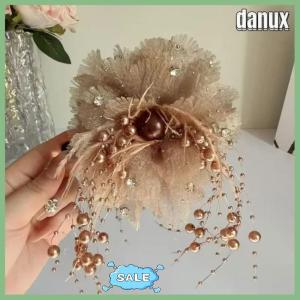 danux Elegant Mesh Flower Hair Claw For Women Elegant Tassel Shark Clip Fashion Girl Hair Accessories