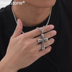 Kemstone Hip Hop Titanium Steel Cross Zircon Necklace - Mens Fashion Jewelry Gift