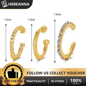 hebeanna 3ชิ้นที่หนีบหูคริสตัลเพทายที่ละเอียดอ่อนต่างหูแบบไม่เจาะหูคลิปหนีบหูเทียมสำหรับเครื่องประดับผู้หญิง