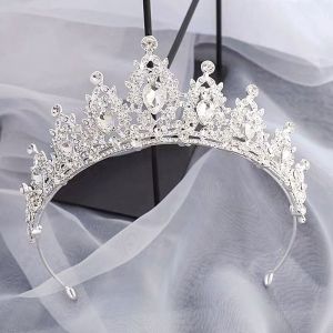 0HOWWUU ชุดคลุมศีรษะ ห่วงผมพลอยเทียม ส่องแสงแวววาว สง่างามเรียบหรู เจ้าหญิง tiaras headdress สร้างสรรค์และสร้างสรรค์ หรูหราเบาๆ มงกุฎประดับผม เครื่องประดับสำหรับงานแต่งงาน