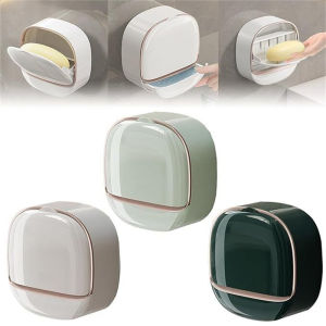 kangle ✨จากการจัดส่งข้ามพรมแดน✨ชั้นวางของในห้องน้ำ กล่องสบู่ติดผนัง สำหรับห้องน้ำฝักบัวอ่างล้างหน้า ทำให้ก้อนสบู่กันน้ำกันฝุ่นไม่เจาะกาว ﻿เปิดฤดูกาลเรียน ของขวัญสำหรับนักเรียน