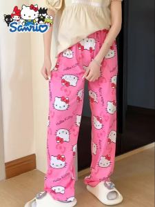 กางเกงนอน ใหม่ล่าสุด ผ้าฟลีซ แบบหนา ยืดหยุ่น ลายการ์ตูนคิตตี้ แฟชั่นฤดูหนาว สําหรับผู้หญิง/ผู้ชาย 2025