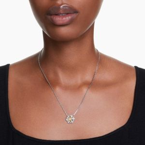 SWAROVSKI Luxury(New) Idyllia Mixed Cut Yellow Flower Gemstone Pendant Necklace S925 Womens Necklace