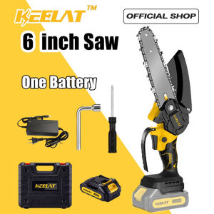 KEELAT 6/12 Inch Cordless Chainsaw Rechargeable Battery Electric Hand Saw Adjustable Speed For Tree Cutting