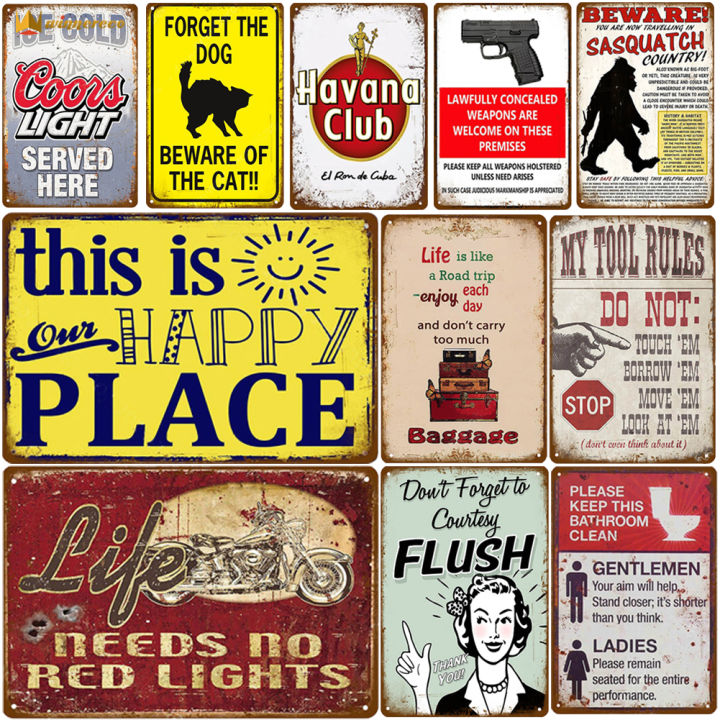 Life Rules intage Metal Tin Sign Plaque Letters Antique Retro Posters ...