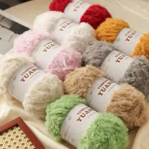FLYING 100G/Ball Cọc dài Sợi len giả lông chồn Vải nhung mềm mại Màu đơn sắc Sợi len đan móc Ấm áp Sợi lông giả Làm mũ và khăn quàng cổ
