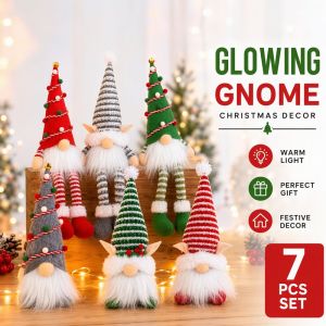 Christmas Glowing Gnome Elf Faceless Doll Pendant Xmas Tree Ornament Home Party Decor Kids Gift