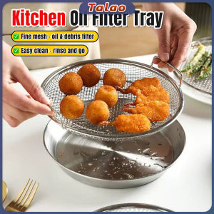 Talao Stainless Steel Oil Draining Tray Fine Mesh Oil Filter Basket Fried Food Drain Net Food Grease Collector