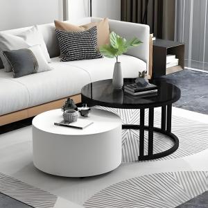《2 Day Doorstep Delivery》Nordic Light Luxury Round Coffee Table with Tempered Glass & Metal Frame | Space-Saving Storage Design for Small Apartments | Minimalist Living Room Furniture