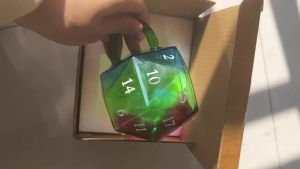 FFBH Rainbow D20 Dice Coffee Mug Glass Cup with Handle Polyhedral Dice Coffee Cup Transparent Glass Game Mug for Fantasy Lovers R7Q2P