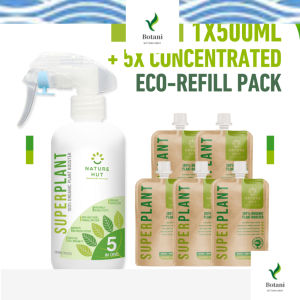（BotanicaBay）[Bundle] 5 x SUPERPLANT Concentrated Eco Refill Packs and 1 x 500ml 5-In-1 Organic Plant Booster