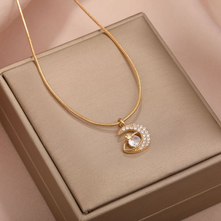 COD 18K Gold Hitagi Pendant Necklace for Women Star Moon