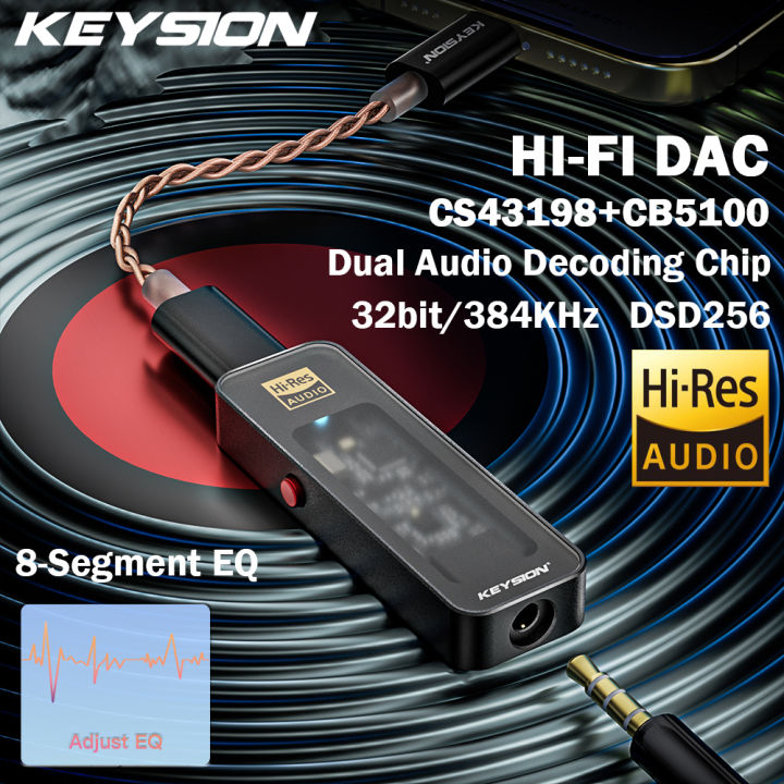 KEYSION CS43198 USB DAC Audio HiFi Decoder 384KHz DSD256 Type-C to  Adjust EQ HD Headphone Amplifier for Android iOS Win10 Lazada PH