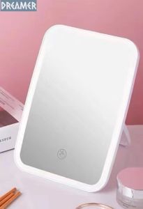 กระจก กระจกมีไฟ LED แบตเตอร์รี่ กระจกแต่งหน้ามีไฟ กระจกแต่งหน้า กระจก กระจกส่องหน้า น่ารัก แบบพกพา