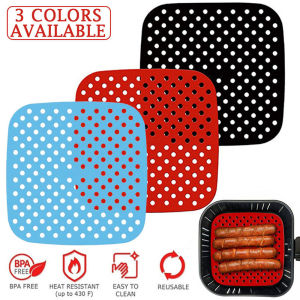 HIFUAR Air Fryer Liners Silicone Reusable Nonstick Basket Mats Square Baking Pads Baking Tools Bun Cake Grilled Saucer Air Fryer Accessories