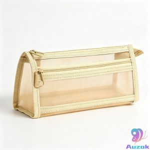 Auzak Double Layer Mesh Pencil Case Large Capacity Portable Student School Stationery Storage Bag 1Pc