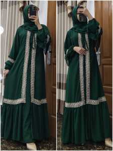 Gamis Cerutybabydoll dewasa busuy model 2 layar dengan pariasi renda di lengkapi hijab segi emapt ukuran 120x120 # gamis wanita muslimah terbaru