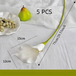 CREATIVE PAVILION ขาว ดอกลิลลี่คาลลาลิลลี่เทียม จำลอง อีวา ช่อดอกไม้แต่งงาน ใหม่ 75 ซม. ดอกไม้ปลอม งานแต่งงาน