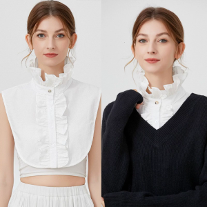 Women Detachable Dickey False Collar Retro Victorian Ruffle Mock Neck Half Shirt