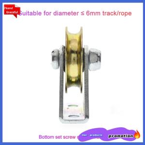 Fkend ลูกรอกเหล็กยึดเชือก6มม. 1ชุดลูกรอกล้อนำทางแบบตายตัวลูกกลิ้งล้อนำล้อ U ขนาด6.4x32x8