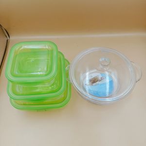  Bộ 4 Hộp Thủy Tinh Đựng Đổ Tủ Lạnh Dùng Được Cho Lò Vi Sóng