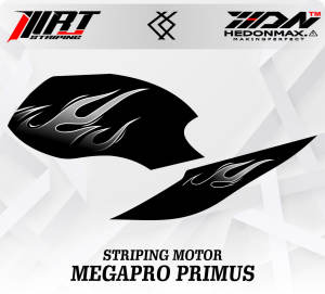 Striping Megapro Primus - Stiker Transparan Megapro Api (Sudah Terpotong)