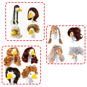 4PCS Funny Geese Costume Accessories For Pet Comfortable Soft Polyester Party Dress Up Wigs Set With Soft Materials