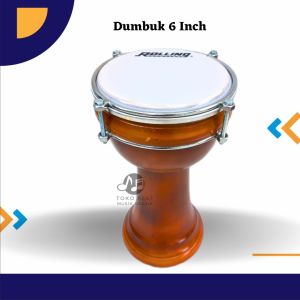 Dumbuk Hadroh Murah Ukuran 6 inch Darbuka Anak Kecil Bahan Kayu Tumbuk Marawis