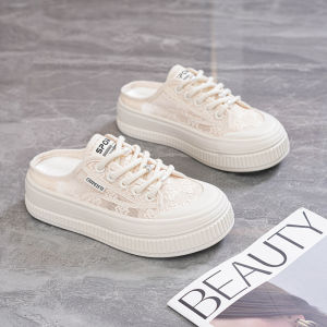 Free Shipping Thick-Soled Lace Mesh Slippers For Women Trendy And Stylish For Outdoor Wear Casual Shoes 2026 Summer New Collection Slip-On Shoes XFF69