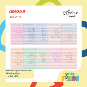Orions GLINTING LINES Spiral Notebook W/Plastic Jacket 80lvs- Set of 3 6 10