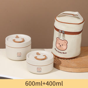 LITTLEDAISY | Bear Bowl Lunch Box 304 Stainless Steel 2 Layer 4 Layer + TAS BEKAL / Kotak Makan Siang Anak Bento Portable Tahan Bocor Tahan Panas Anti Karat