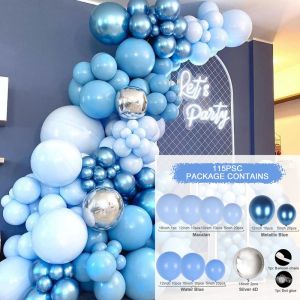 Blue Silver Macaron Birthday Balloon Garland Arch Kit Wedding Birthday Balloons Decoration Party Balloons For Kids Baby Shower