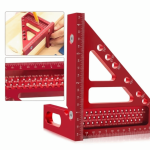ERMENLED 3D Design Woodworking Layout Square Aluminum Alloy Multipurpose Triangle Measuring Ruler Versatile Miter Scriber Multi Angle Square for Carpentry Layout