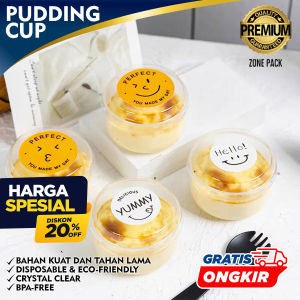 [ 10 PCS ] Pudding Cup Bulat + Tutup | Gelas Cup Pudding Bulat  | Cup Pudding Mika Gelas Jelly | Cetakan Puding
