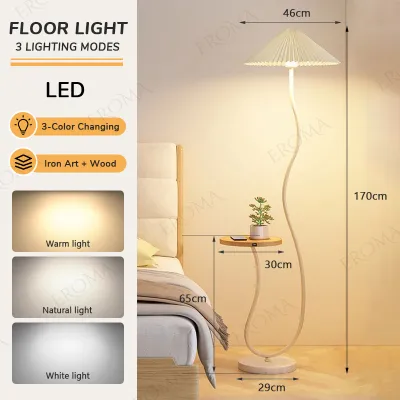Eroma Full Spectrum Eye Protection Floor Lamp With Table Tray 3-Color LED Bulb For Living Room Decor
