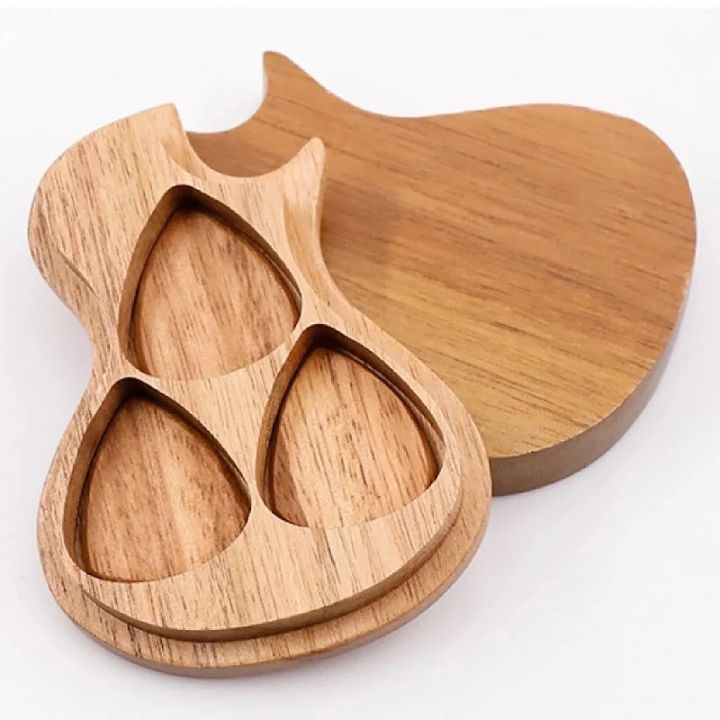 【Preorder】 Wooden Guitar Picks Box Guitar Shaped Plectrum Case
