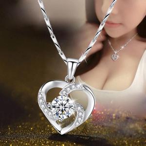 [HCM]Dây Chuyền Bạc S925  Trái Tim  Kim Cương Zircon Nữ Tính Quí Phái VCBACTRAITIM04