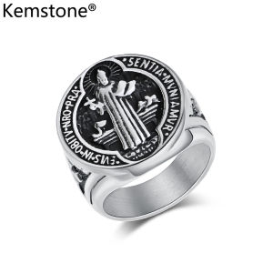 Kemstone Retro Medal Titanium Steel Mens Ring Trendy Accessories