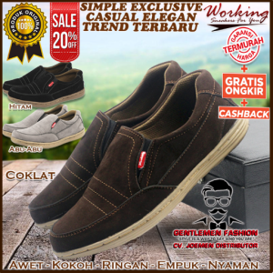 Sepatu Selop Kulit Pria WORKING T6 Original Premium | Sepatu Kasual | Sepatu Formal | Sepatu Kerja | Sepatu Pantofel Ringan Empuk Nyaman Spatu Casual Pesta Kondangan Slop Selop Slip on Pentofel Loafer Sneakers Pria Cowok Cowo Laki Dewasa Terbaru 2022