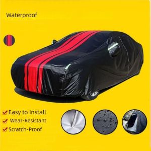 GORGE Foldable Car Sunshade Cover Dustproof Sunproof Car Clothing Outdoor with Reflective Stripe Auto Exterior Peotector Cover Car Accessories