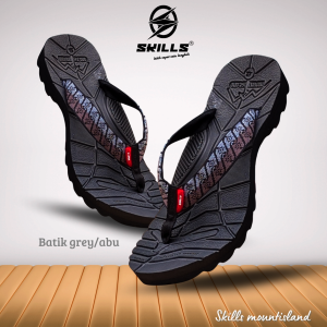 Sandal Gunung SKILLS Barqun Mount Island - Sandal Pria Casual Jepit Gunung Motif JP Grey
