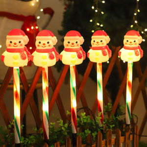 5pcs/set Outdoor Lawn Lights For Garden Christmas Snowmen Solar Plug Lights For Courtyard Holiday Decoration Xmas Decor